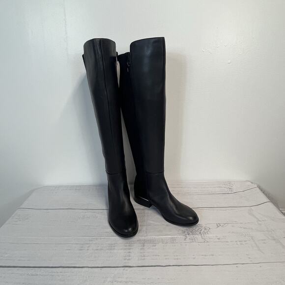 Alfani Step Flex Ludlowe Black Leather Stretch Knee High Riding Boots Size 5.5 M - Picture 9 of 13
